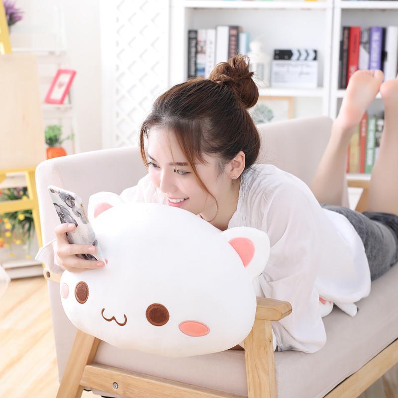 Cute cat doll down cotton Pillow black cat white plush toy Gift