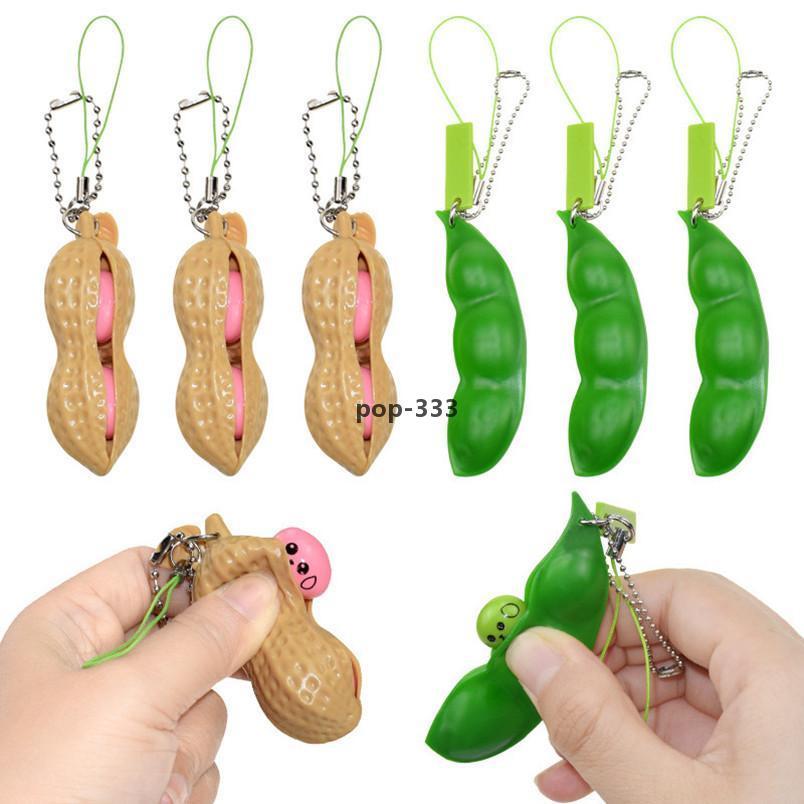 peanut peapods pea squishes tik tok squeeze toys dimple Keychain Stress Relief key ring anti ADHD vent balls toy Squeezy peas H33HZ7S