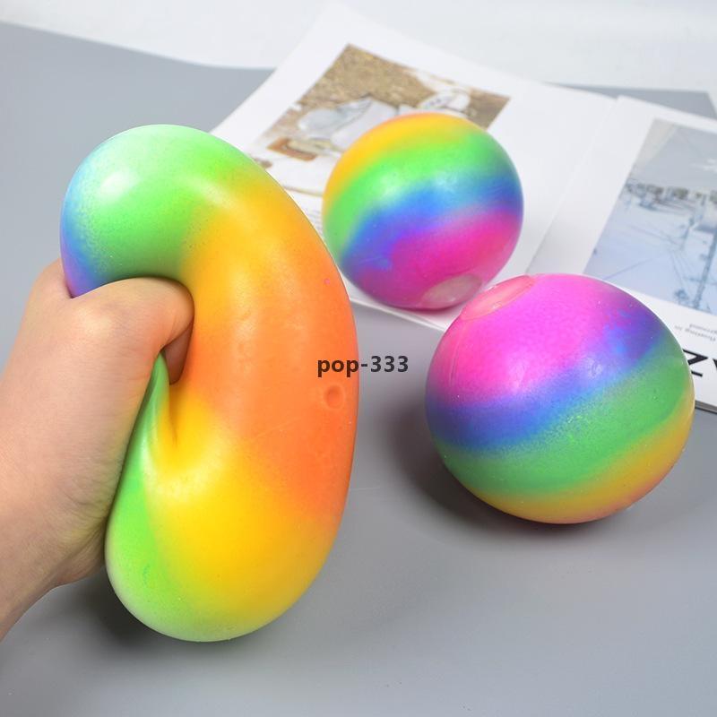 Decompression Toy Squish Squeeze Rubber Stressball Anxiety Stress Relief Autism Fidget Jelly Squishy Rainbow Vent Ball Squeezy for Kid Adul