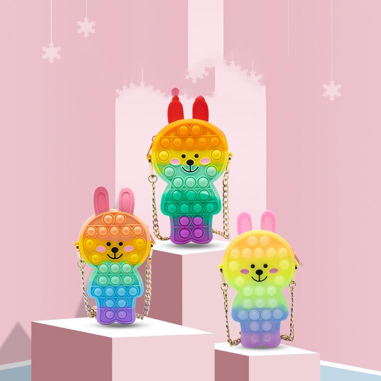 Decompression Toy Coin purse new rodent control pioneer rabbit bag children press silicone diagonal zipper bubble music