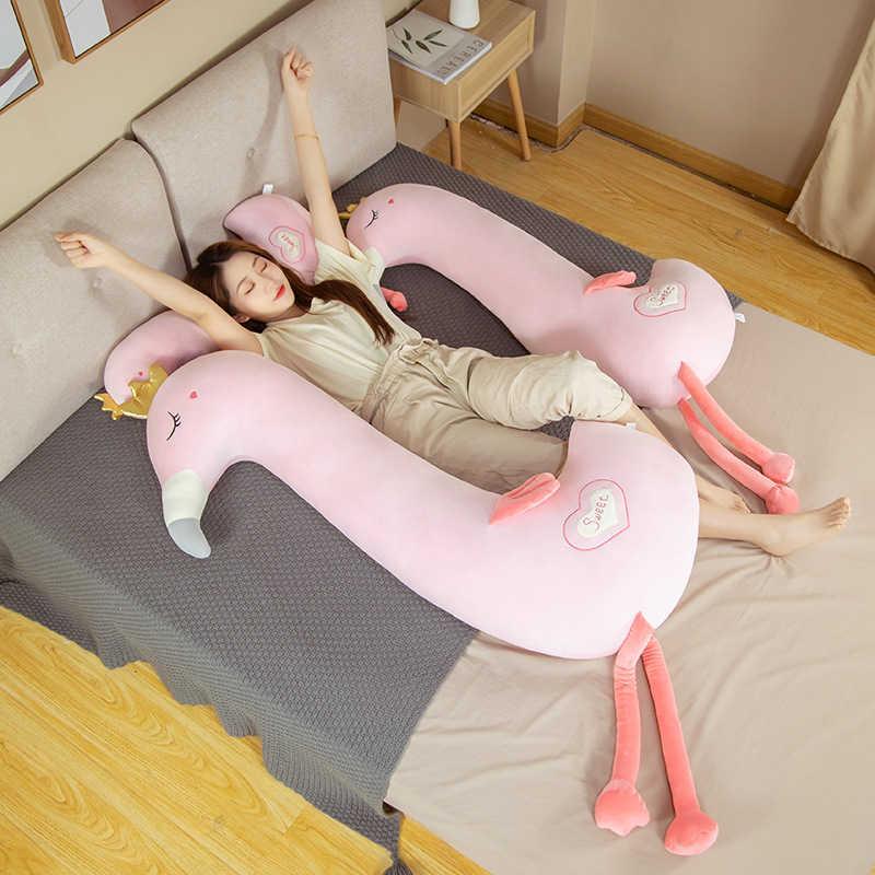 90/130cm Cute Flamingo Plush Pillow Stuffed Pink Flamingo Long Pillow Plush Toy Soft Leg Clamp Pillow Bed Cushion Birthday Gift H1025