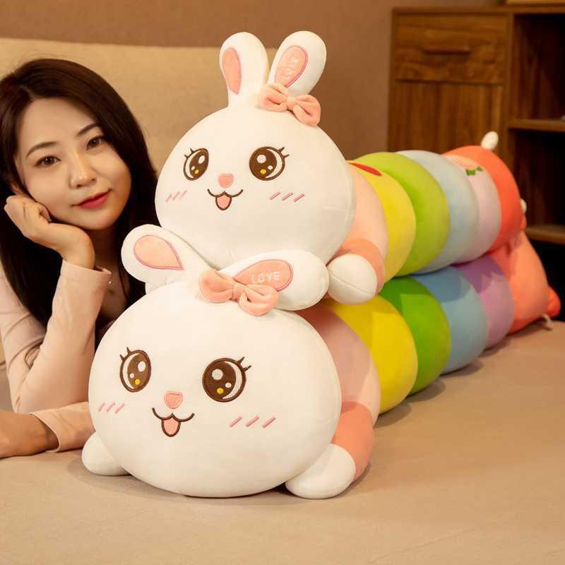 Kawaii Rabbit Caterpillar Plush Toy Plush Pillow Stuffed Plush Animal Girl Christmas Gifts Toys for Children Home Decor H1025