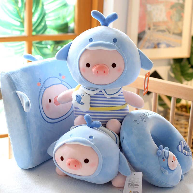 INS Kawaii Stuffed Plushie Dolphin Pig Toys Aesthetic Creativity Soft Sleeping Pillow Waist Pillow Home Decorative Kids Gifts H1025