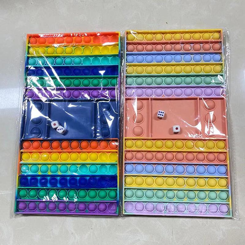 Decompression Toys Push Bubble Checkerboard Rainbow Stress Reliever Fidget Toy Autism Special Needs Sensory Gifts for Kids Party Game