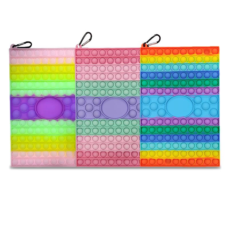 30*19CM 40*22CM Giant Large Size Square Push Decompression Fidget Toys Rianbow Macaron Glow in the Dark Luminous Chess Board Finger Bubble Puzzle Mega