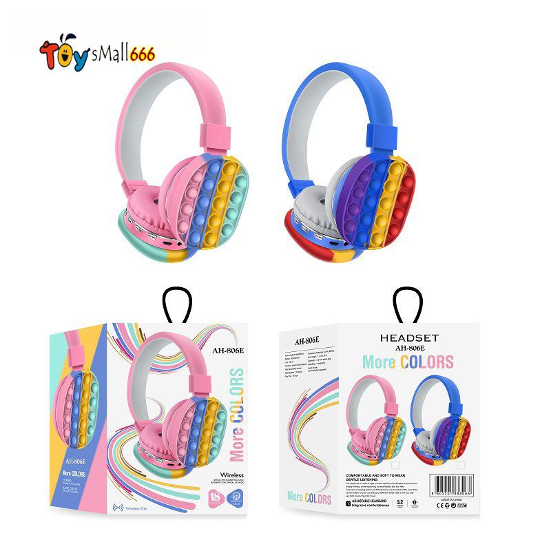 2021 Decompression Creative Silicone Headset Toy Fidget Wireless Headphone Toy Headphone Fidget Toy Tie Dye Headphone