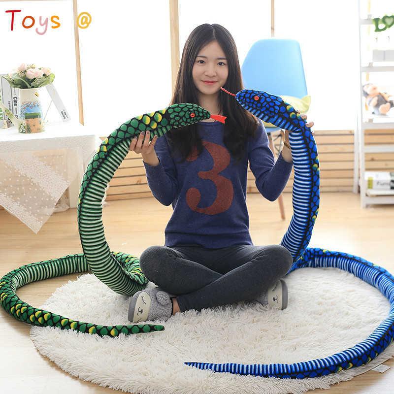280CM Large Cobra Snake Plush Toy Soft Pillow Horror Props Stuffed Animals Big Size Boa Snake Simulation Cobra Doll for Kid H0910 H1025