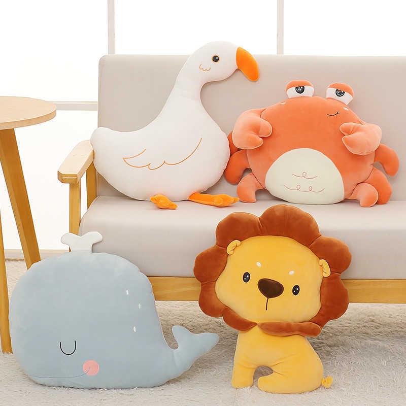 Cute Soft Crab Lion Whale Goose Pillow Stuffed Plush Toy Office Nap Pillow Home Comfort Cushion Decor Gift Doll For Children H0910 H1025