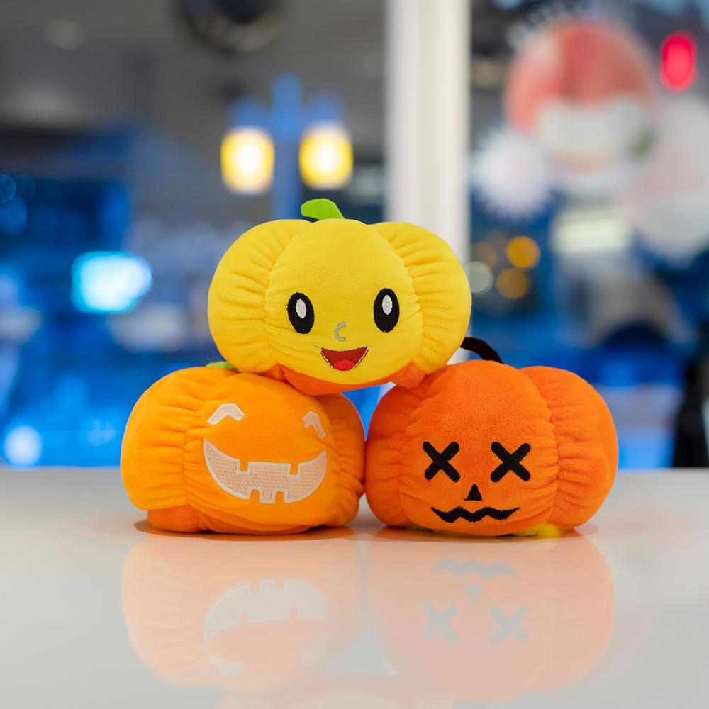 Halloween Toy With Double Face Expression Pumpkin Mini Plush Dolls Cute Flipped Luminous Specter Doll Christmas Present Gifts 15CM