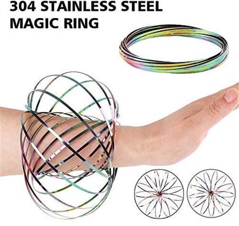 Fidget Toys 304 Stainless Steel Firm Flow Ring Magic Bracelet Toy for Stress Relief Kinetic Science Educational Spring Rings