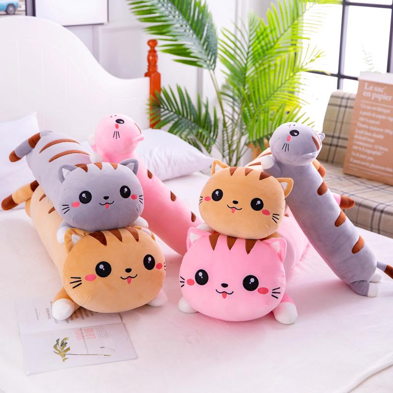 50cm Soft Cute Plush Long Cat Pillow Stuffed Cotton Doll Toy Lunch Sleeping Pillows Christmas Birthday Gifts For Girls